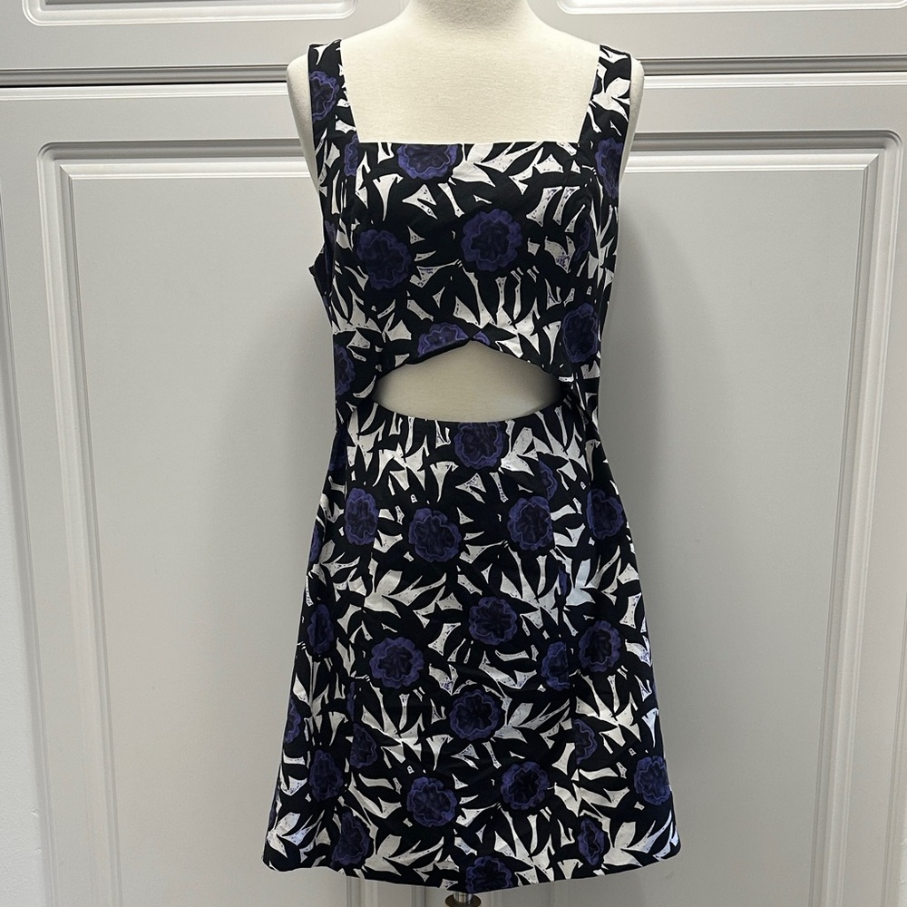 Rebecca Minkoff Black and Purple Floral Midi Dress